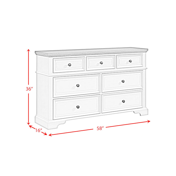 Eastwood Youth 7-Drawer Dresser in Brown and Off-White
