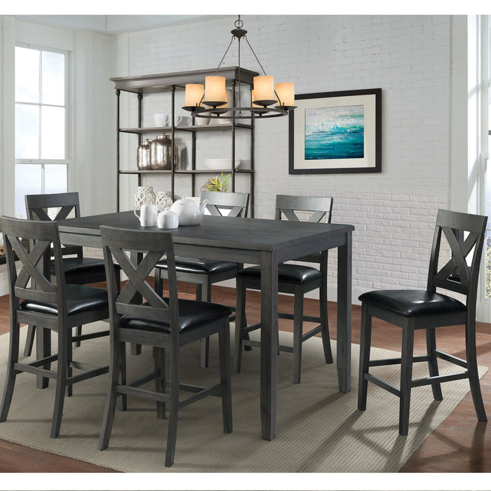 Alex Counter Side Chair W/Black PU Grey (2 Per Pack)