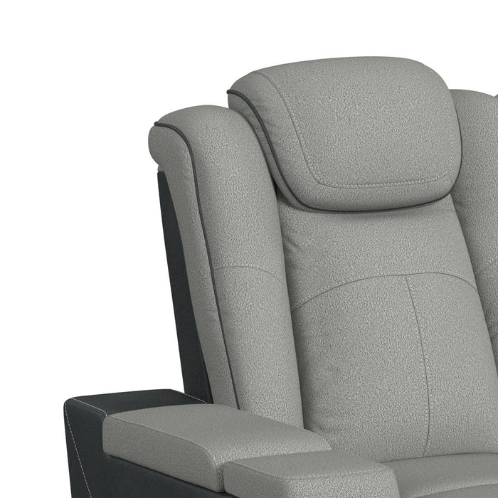 Lantana Power Motion Sofa with Power Headrest, Led, DDT, reading light and PWS in Rocky Cement/Charcoal