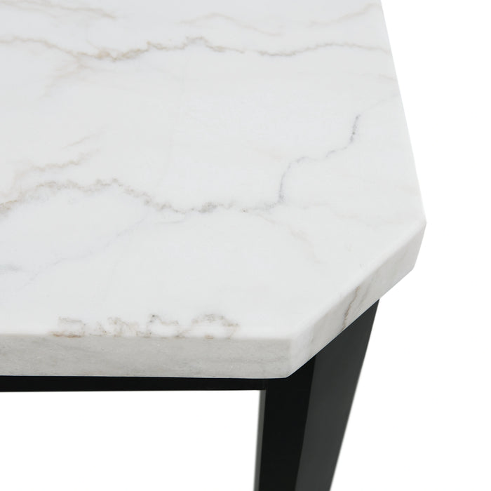 Francesca White Marble Square 5PC Counter Height Dining Set-Table & Four Black PU Chairs