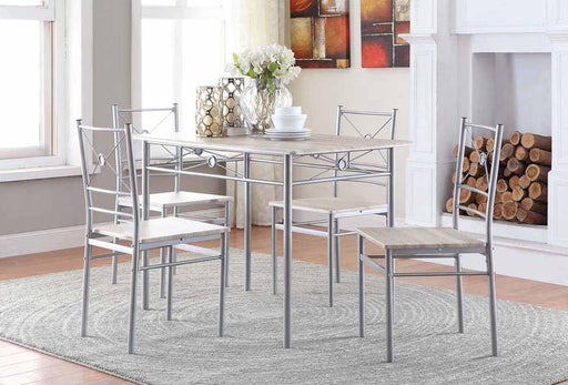 Anna Fontana 5-piece Rectangular Dining Set Brushed Silver - Sweet Furniture (Columbus, Ohio)