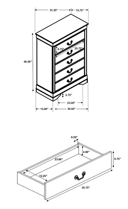 Louis Philippe 4 & 5 Piece Panel Bedroom Set with High Headboard E.king & Full - Sweet Furniture (Columbus, Ohio)