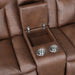 Morello Console Loveseat W/ Dual Recliners-Brown