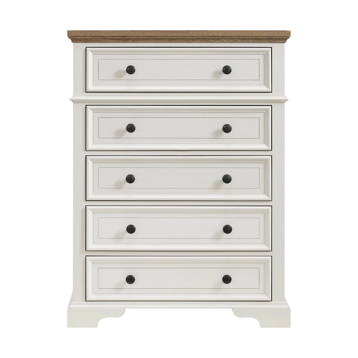 Eastwood Youth 5-Drawer Chest in Brown and Off-White