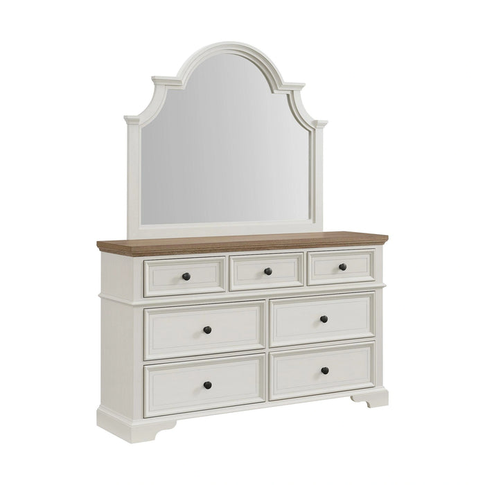 Eastwood Youth Dresser and Mirror Set in Brown and Off-White