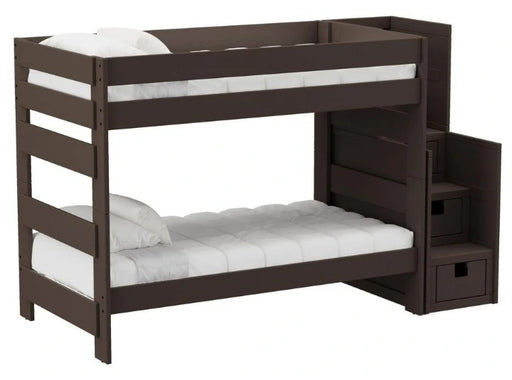 Elements International Cali Kids Twin over Twin Bunk Bed with Staircase in Brown image