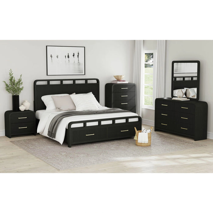 Ridgemont Dresser and Mirror Set in Black with Grain