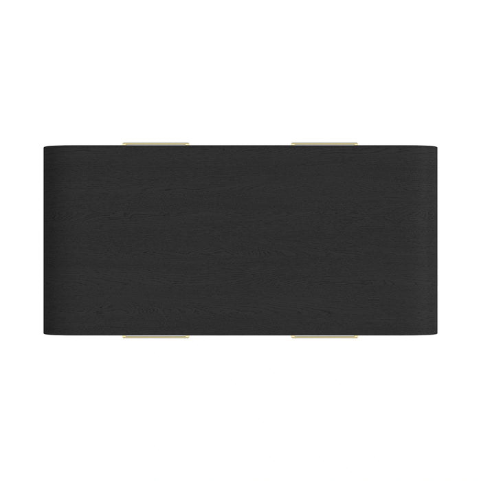 Ridgemont Coffee Table with Casters/Push Through Drawer in Black with Grain