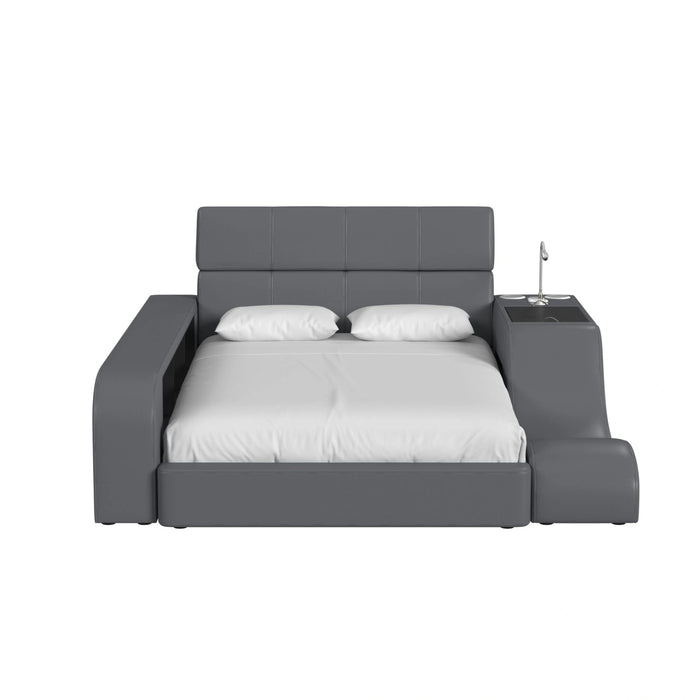 Valari Side Bookcase in Grey PU