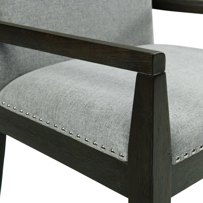 Donovan 7PC Standard Height Dining Set-Table, Four Side Chairs & Two Arm Chairs in Gray