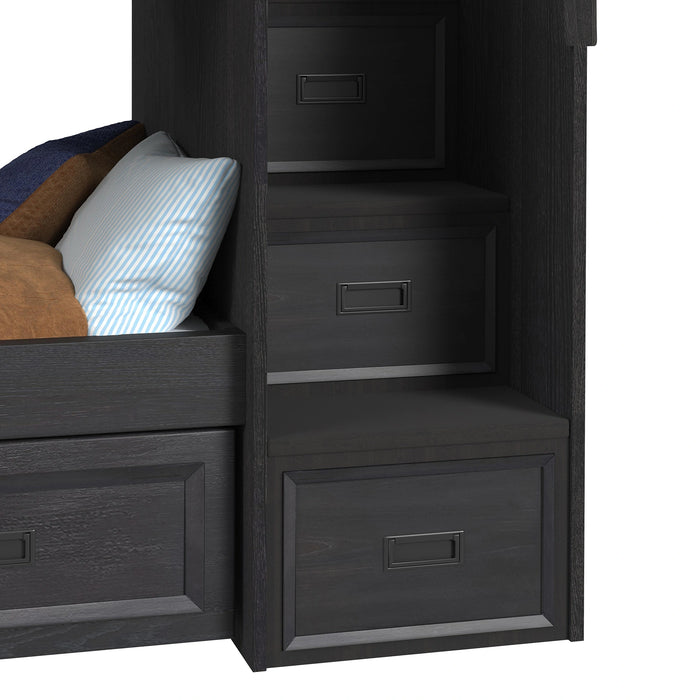 Hampton Kids Over Bunk with Staircase and Trundle Bedroom Set