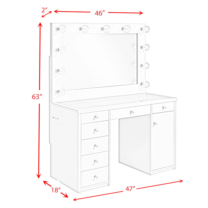 Amia Complete Dressing Table with Lightbulbs