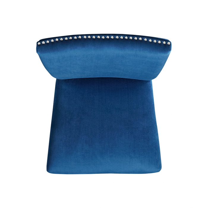Francesca White Marble Square 5PC Counter Height Dining Set-Table & Four Blue Velvet Chairs