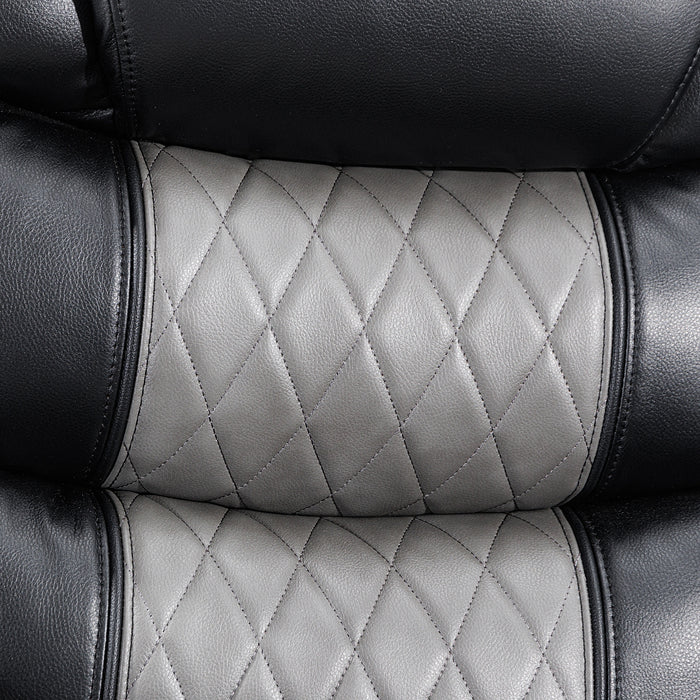 Nikko Console Loveseat W/ Dual Recliners-Black/Gray