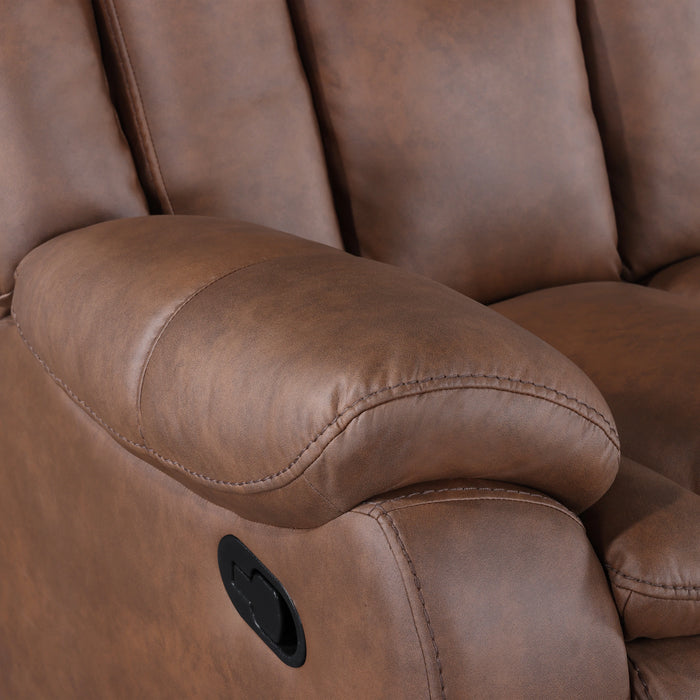 Morello Console Loveseat W/ Dual Recliners-Brown