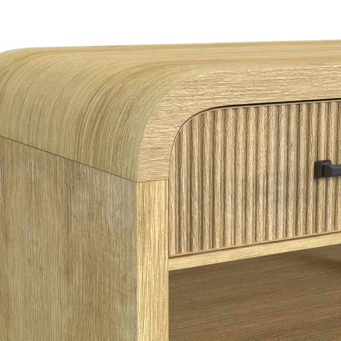 Ridgemont Coffee Table with Casters/Push Through Drawer in Natural