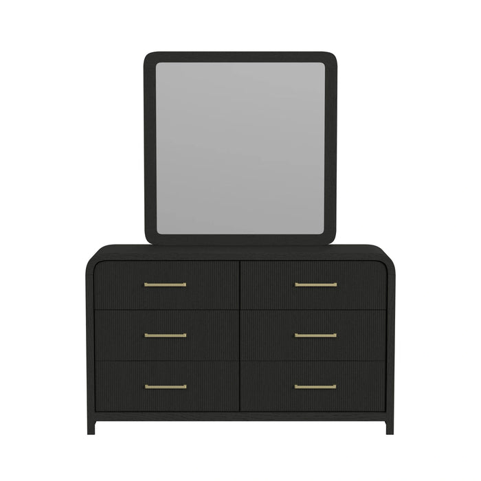 Ridgemont Dresser and Mirror Set in Black with Grain