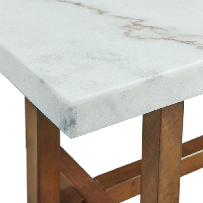 Morris Coffee Table in Espresso W/White Marble Top (3A Packing)