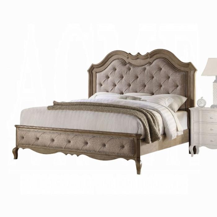 Chelmsford Beige Fabric & Antique Taupe Eastern King Bed - Sweet Furniture (Columbus, Ohio)