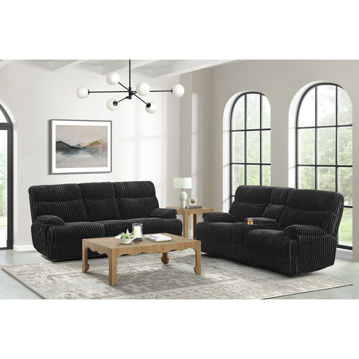 Admiral Motion Loveseat with Console in Masis Black - Sweet Furniture (Columbus, Ohio)