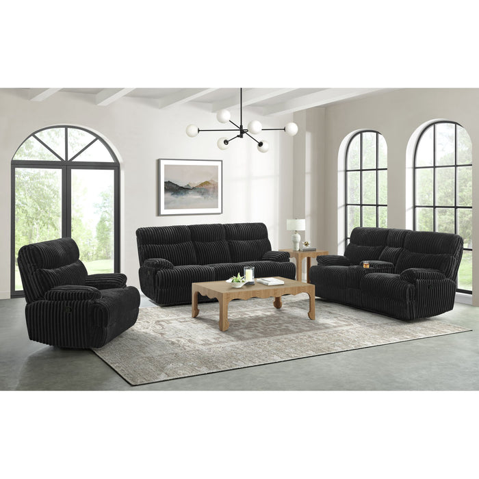 Admiral Motion Loveseat with Console in Masis Black - Sweet Furniture (Columbus, Ohio)