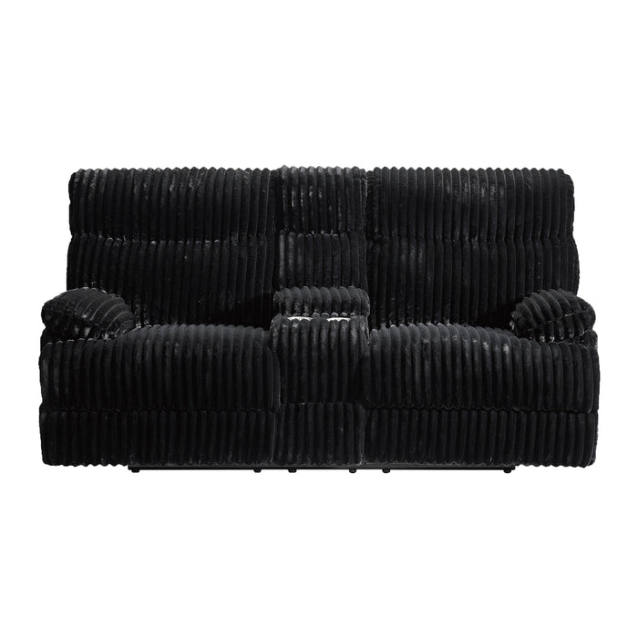 Admiral Motion Loveseat with Console in Masis Black - Sweet Furniture (Columbus, Ohio)
