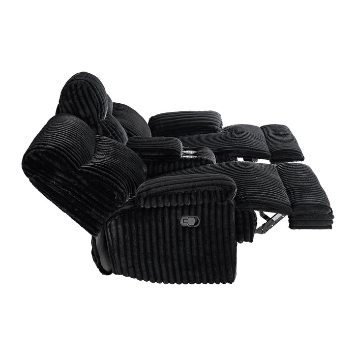 Admiral Motion Loveseat with Console in Masis Black - Sweet Furniture (Columbus, Ohio)