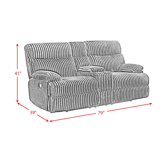 Admiral Motion Loveseat with Console in Masis Black - Sweet Furniture (Columbus, Ohio)