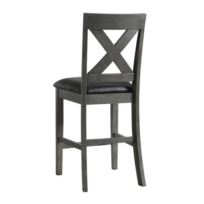 Alex Counter Side Chair W/Black PU Grey (2 Per Pack) - Sweet Furniture (Columbus, Ohio)