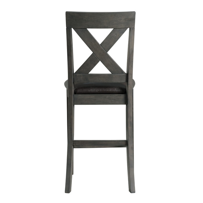 Alex Counter Side Chair W/Black PU Grey (2 Per Pack) - Sweet Furniture (Columbus, Ohio)