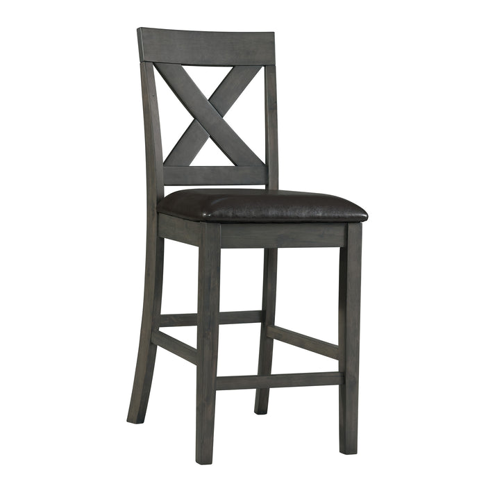 Alex Counter Side Chair W/Black PU Grey (2 Per Pack) - Sweet Furniture (Columbus, Ohio)
