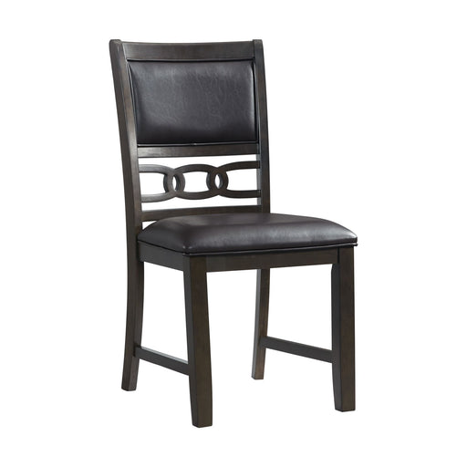 Amherst Dining Side Chair W/PU Cushion Side Stretcher Dark Finish (2 Per Pack) - Sweet Furniture (Columbus, Ohio)
