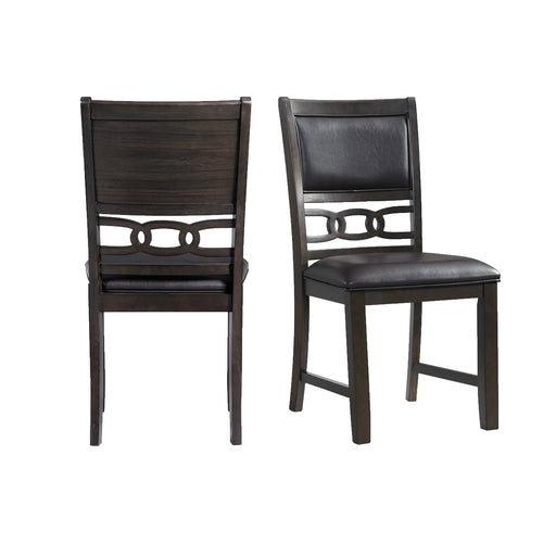 Amherst Dining Side Chair W/PU Cushion Side Stretcher Dark Finish (2 Per Pack) - Sweet Furniture (Columbus, Ohio)