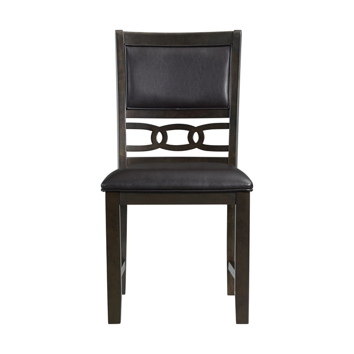 Amherst Dining Side Chair W/PU Cushion Side Stretcher Dark Finish (2 Per Pack) - Sweet Furniture (Columbus, Ohio)
