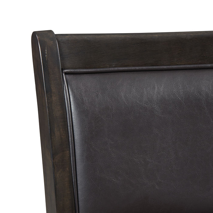 Amherst Dining Side Chair W/PU Cushion Side Stretcher Dark Finish (2 Per Pack) - Sweet Furniture (Columbus, Ohio)