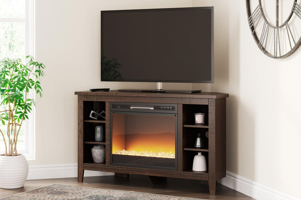 Camiburg Corner TV Stand with Electric Fireplace