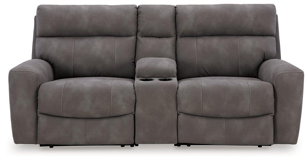 Next-Gen DuraPella Power Reclining Sectional Loveseat with Console - Sweet Furniture (Columbus, Ohio)