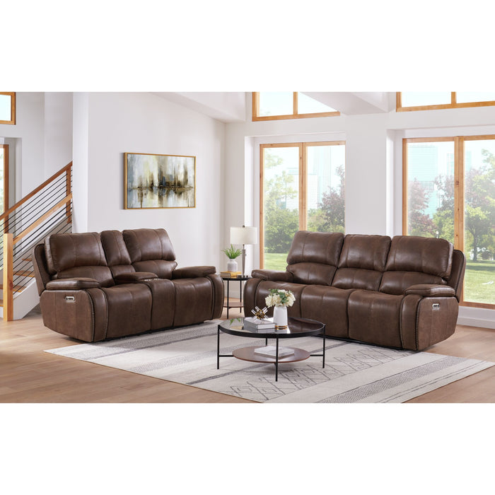 Atlantis 2PC Living Room Set in Heritage Brown-Sofa & Loveseat