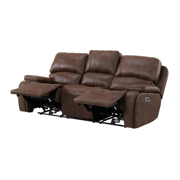 Atlantis Power Motion Sofa with Power Motion Head Recliner in Heritage Brown - Sweet Furniture (Columbus, Ohio)