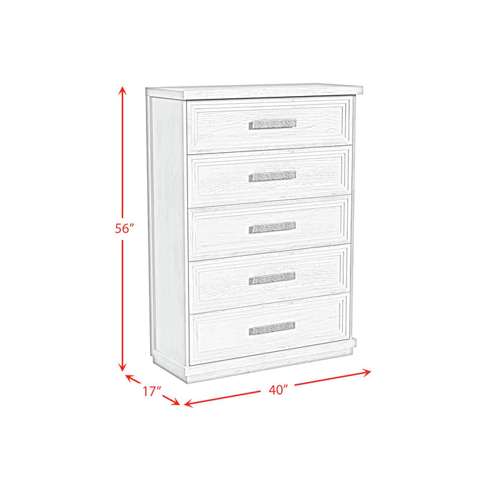 Avalanche 5-Drawer Chest in Antique White - Sweet Furniture (Columbus, Ohio)