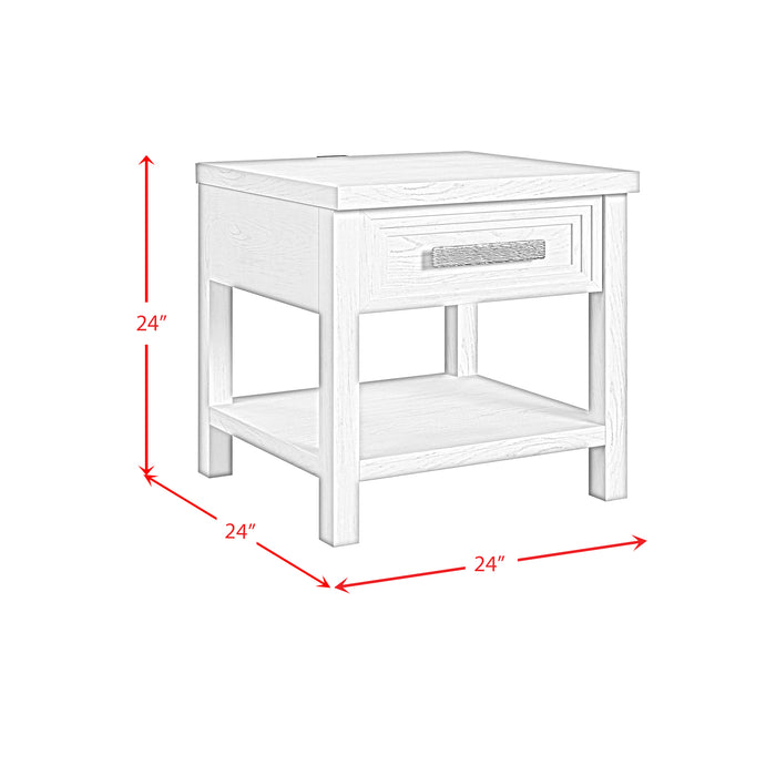 Avalanche End Table with USB in Antique White - Sweet Furniture (Columbus, Ohio)