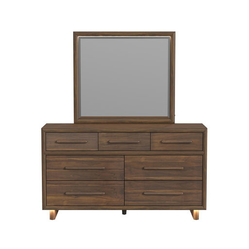 Brisbane Dresser and Mirror Set with LED in Brown - Sweet Furniture (Columbus, Ohio)
