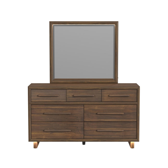 Brisbane Dresser and Mirror Set with LED in Brown - Sweet Furniture (Columbus, Ohio)