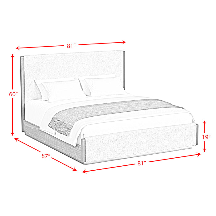 Brisbane UPH Bedroom Set with Boucle Beige and LED - Sweet Furniture (Columbus, Ohio)