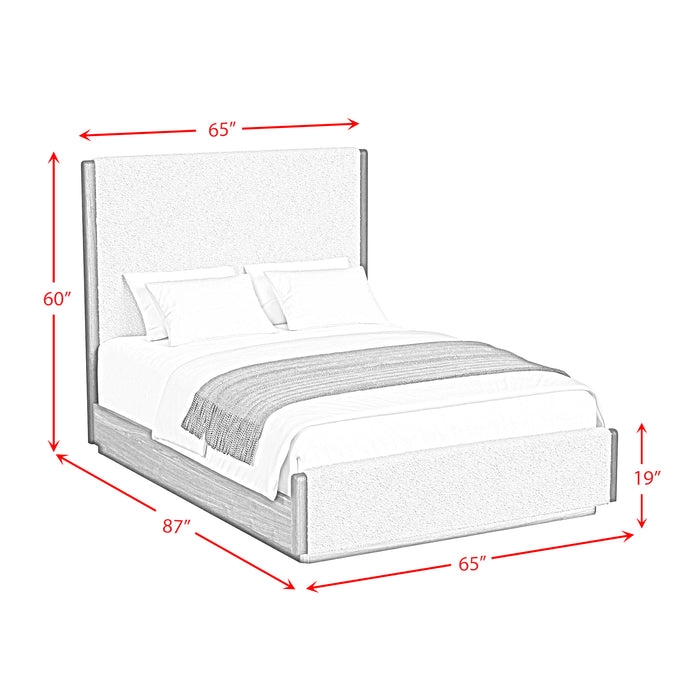Brisbane UPH Bedroom Set with Boucle Beige and LED - Sweet Furniture (Columbus, Ohio)