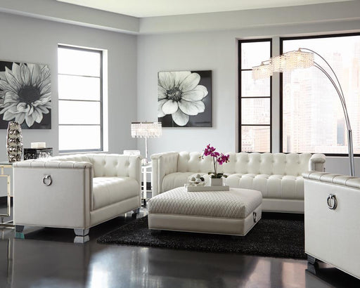 Chaviano Tufted Upholstered Loveseat Pearl White - Sweet Furniture (Columbus, Ohio)