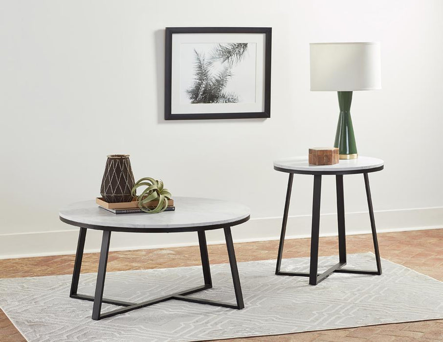 Hugo Round Coffee Table White and Matte Black - Sweet Furniture (Columbus, Ohio)