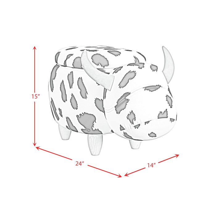 Cow Storage Stool in White and Black