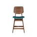 Oscar Counter Chair With Forest Green Cushion-Walnut
