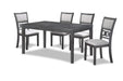 Gia 5 Pc 60" Dining Table & 4 Chairs-Gray